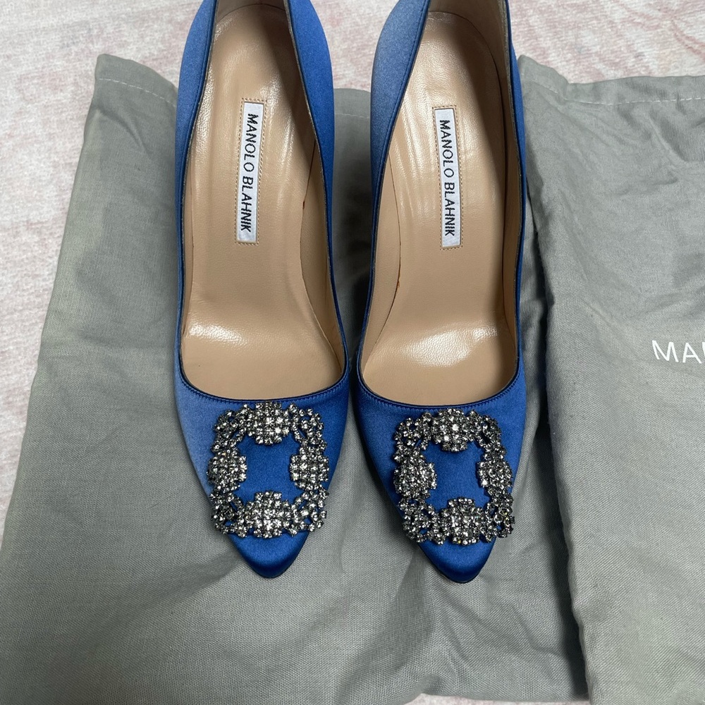 Manolo Blahnik Royal Blue Hangisi 70mm heel - Picture 3 of 9
